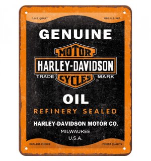 Metalna tabla: Harley-Davidson- Genuine Oil - 15x20 cm